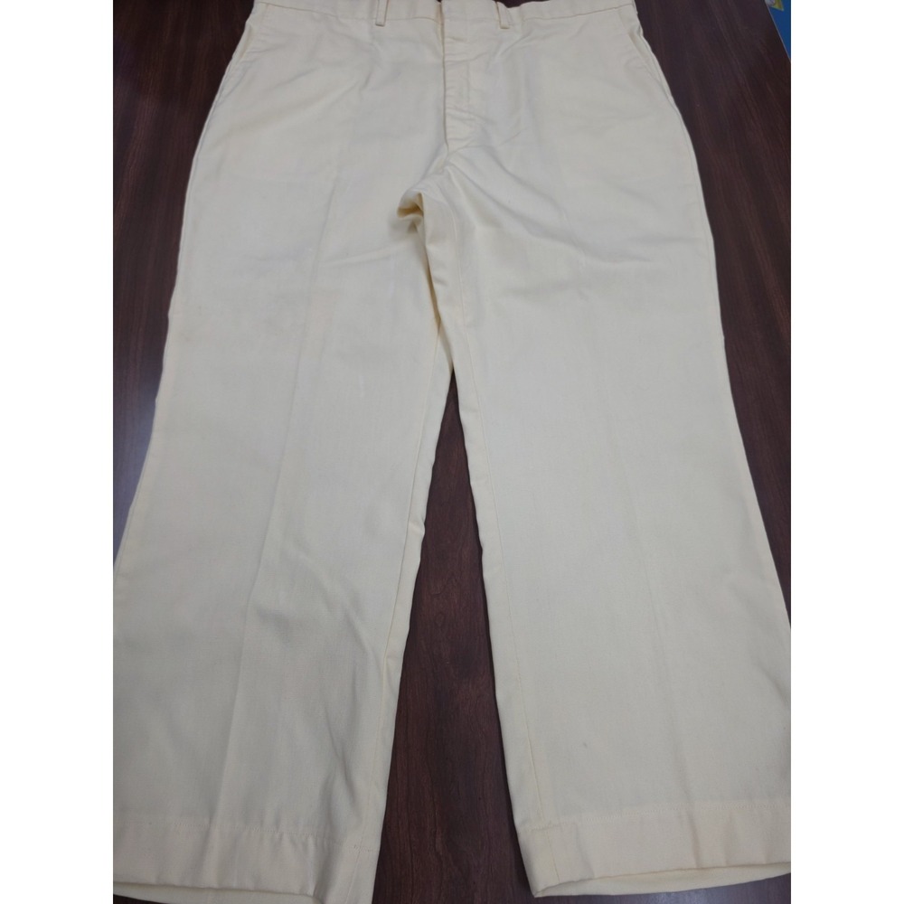 Tour Men 40x30 Cream Ivory Linen Blend Regular Fit Dress Trousers Golf Pants